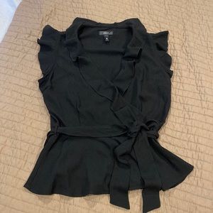 Aqua blouse with sweet ruffle